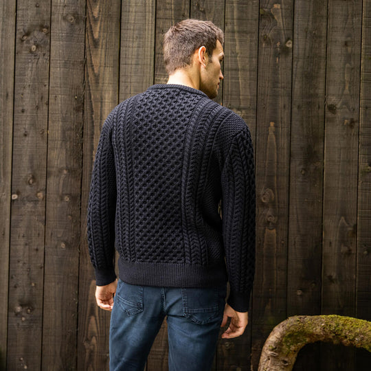 Black Men's Aran Sweater