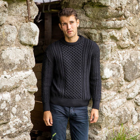 Black Men's Aran Sweater