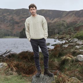 Oatmeal Men's Aran Sweater