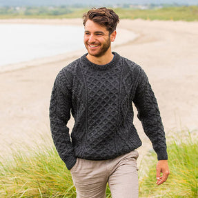 Charcoal Men's Crew Neck Aran