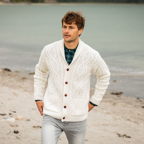 Cream Men's Aran Cardigan