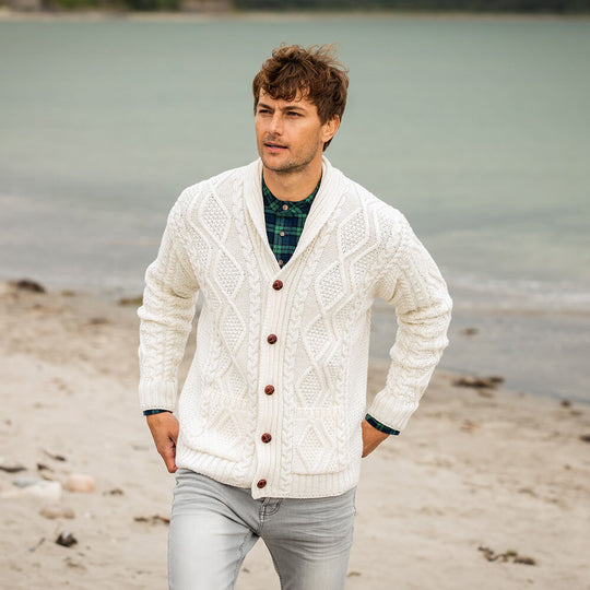 Cream Men's Aran Cardigan