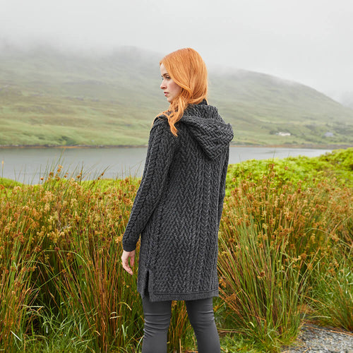 Charcoal Aran Waterfall Cardigan