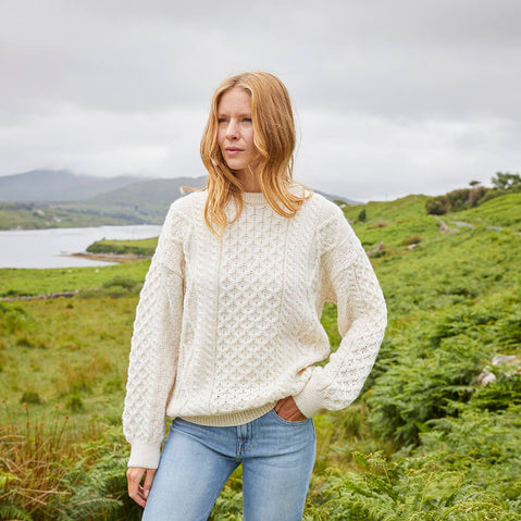 Cream Women's Lightweight Aran Sweater