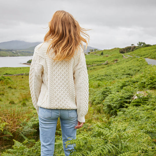 Cream Women's Lightweight Aran Sweater