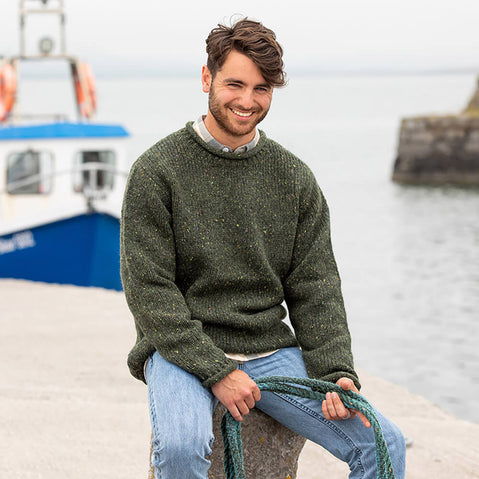 Green Men's Fleck Wool Sweater