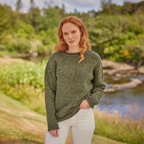 Green Women's Fleck Wool Sweater