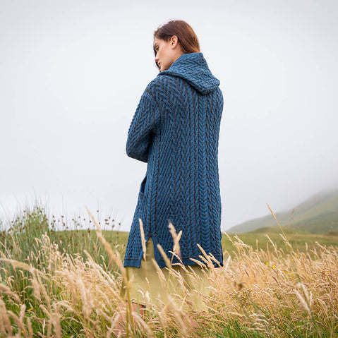 Blue Aran Waterfall Cardigan