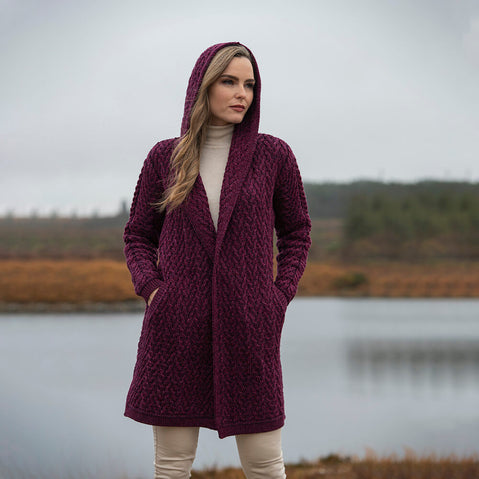 Purple Aran Waterfall Cardigan