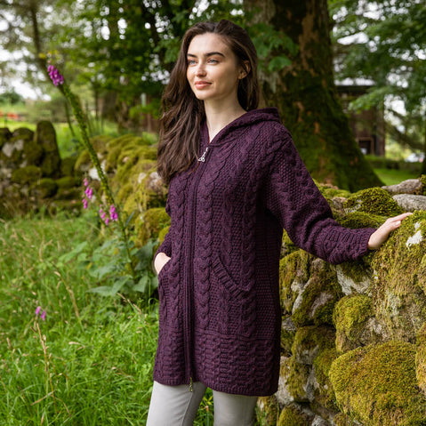 Damson Aran Zipper Cardigan