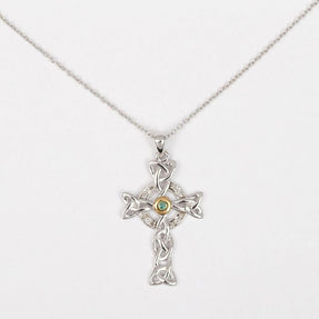 Emerald Diamond Celtic Cross Pendant