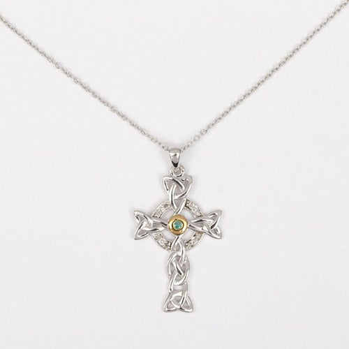 Emerald Diamond Celtic Cross Pendant