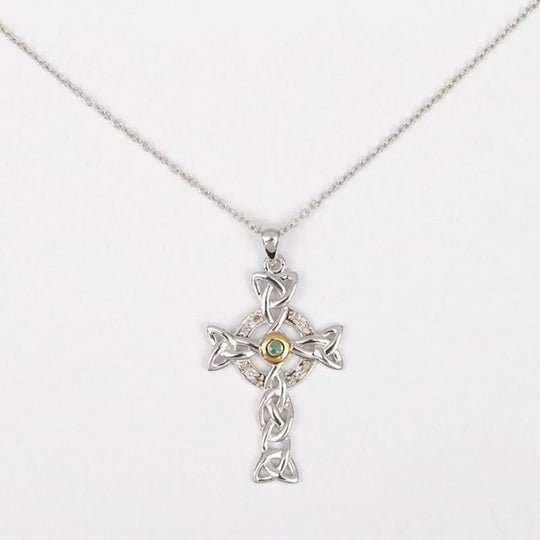 Emerald Diamond Celtic Cross Pendant